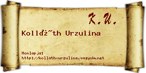 Kolláth Urzulina névjegykártya